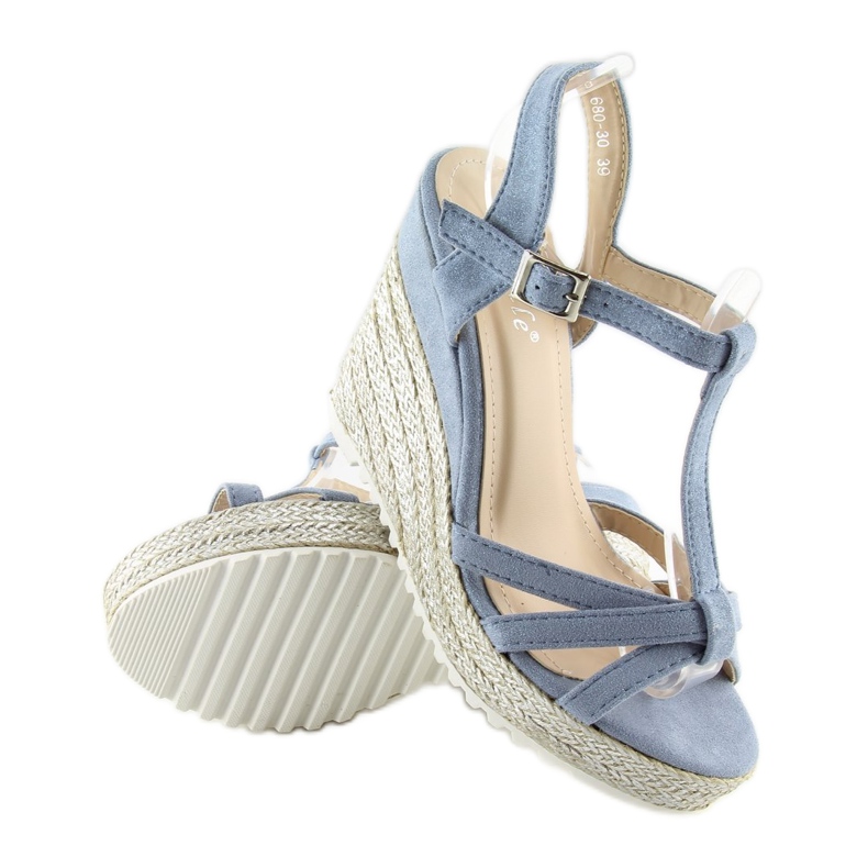 Sandalen, Espadrilles auf Keilabsatz, blau 680-30 Blau 2