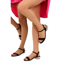 Sandaletten mit Perlen Schwarz 99- 2