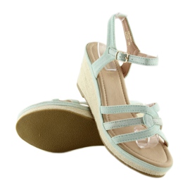 Sandalen auf niedrigem Keilabsatz Seladon SR-2817 Grün 2