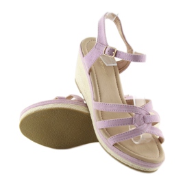 Violette Sandalen mit niedrigem Keilabsatz SR-2817 Lila 2
