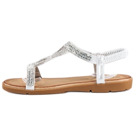 Fama Flache Sandalen mit Zirkonia grau 2