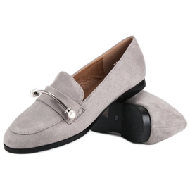 Graue Schuhe mit Perlen 1