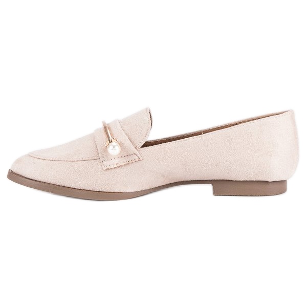 Beige Schuhe mit Perlen 1