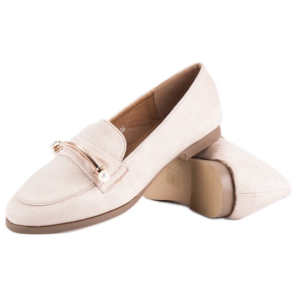 Beige Schuhe mit Perlen 2
