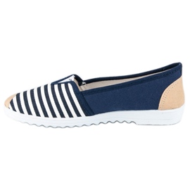 Blau gestreifte Slipons weiß braun marineblau 1