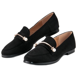 Schwarze Brogues mit Perlen 2