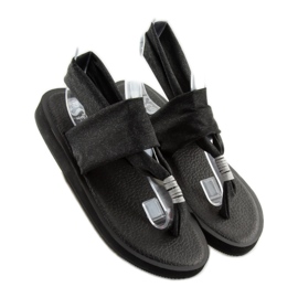 Schwarze Baumwollsandalen DD81P 1