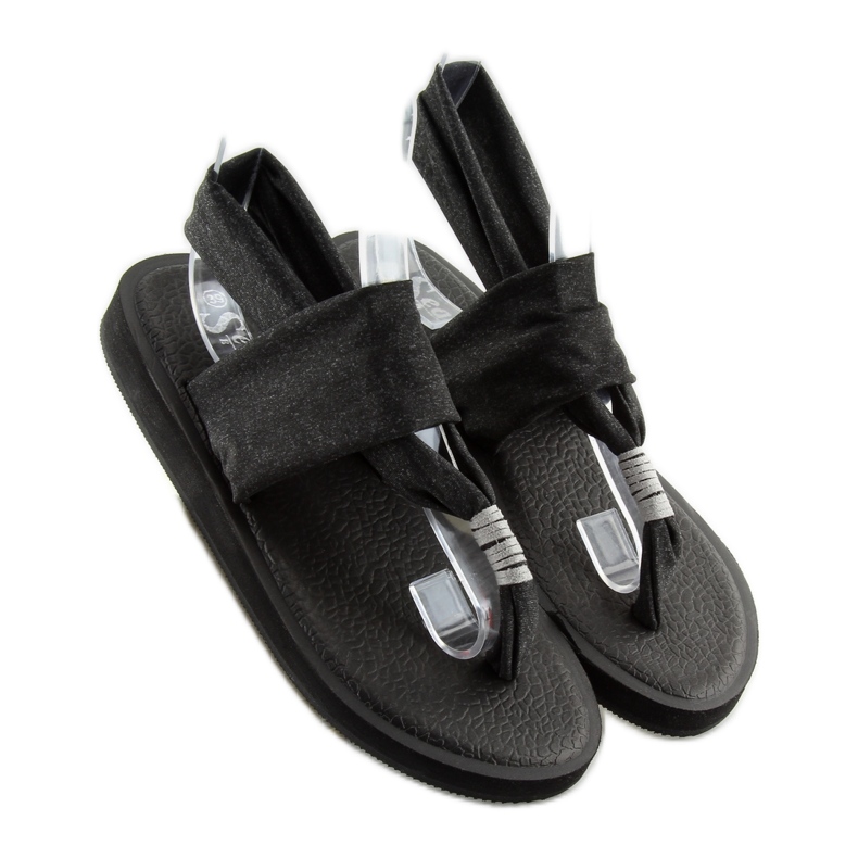 Schwarze Baumwollsandalen DD81P 1