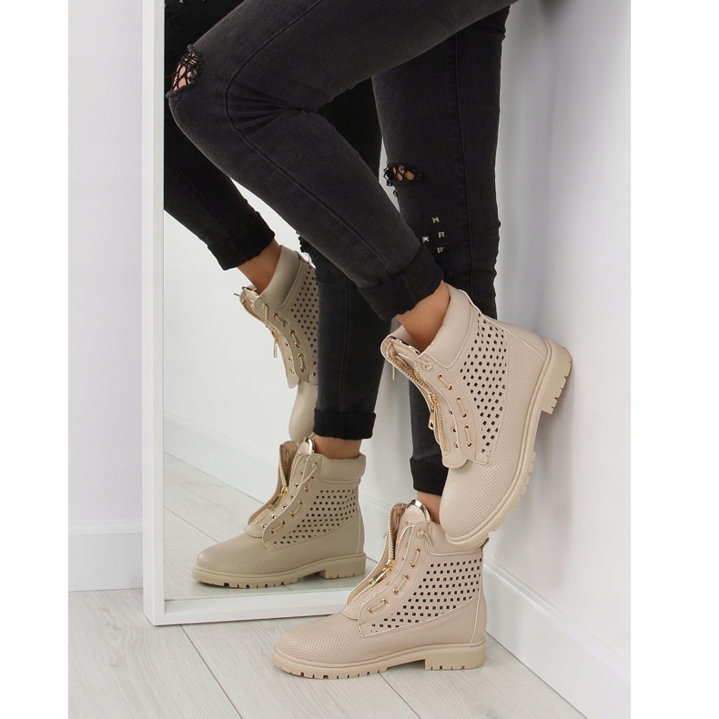 Durchbrochener Balmanki-Gold-Reißverschluss R103 Beige 1