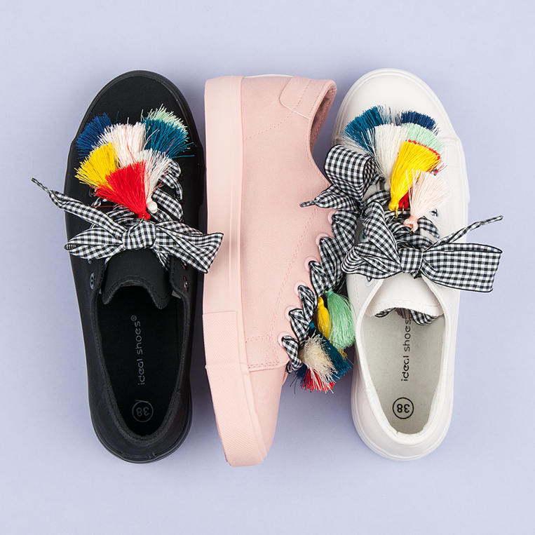 Ideal Shoes Rosa Turnschuhe mit Fransen 1