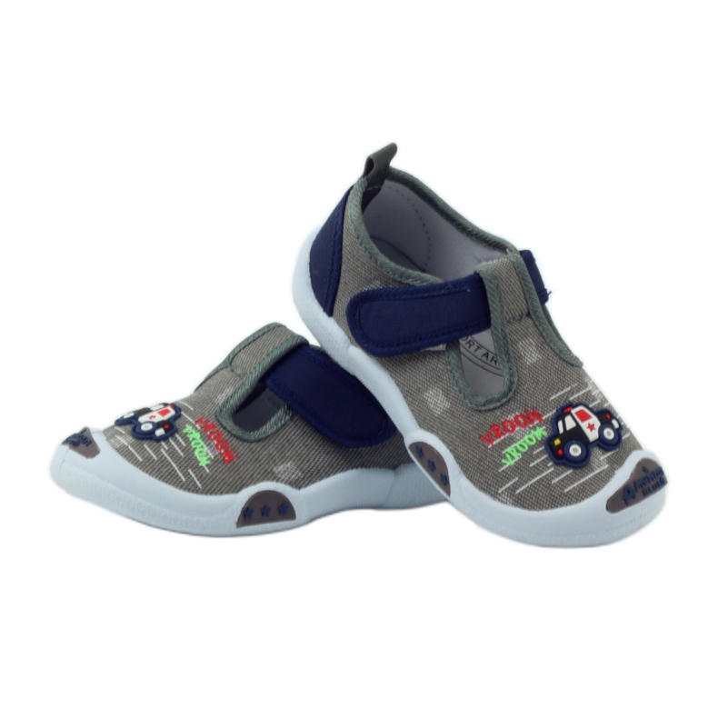 American Club graue Kindersneaker mit Klettverschluss 105/2018 navy blau 3
