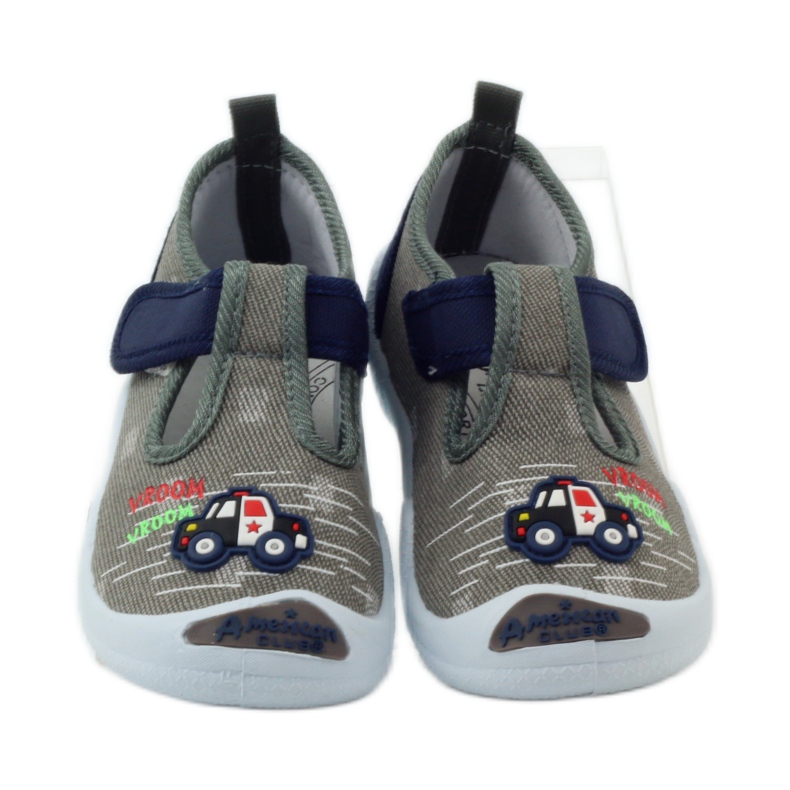 American Club graue Kindersneaker mit Klettverschluss 105/2018 navy blau 4