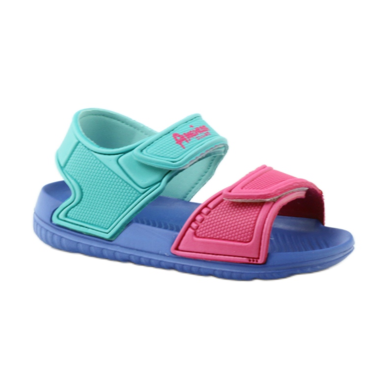 American Club blaue Kindersandalen für Wasser 6631 grün rosa 1