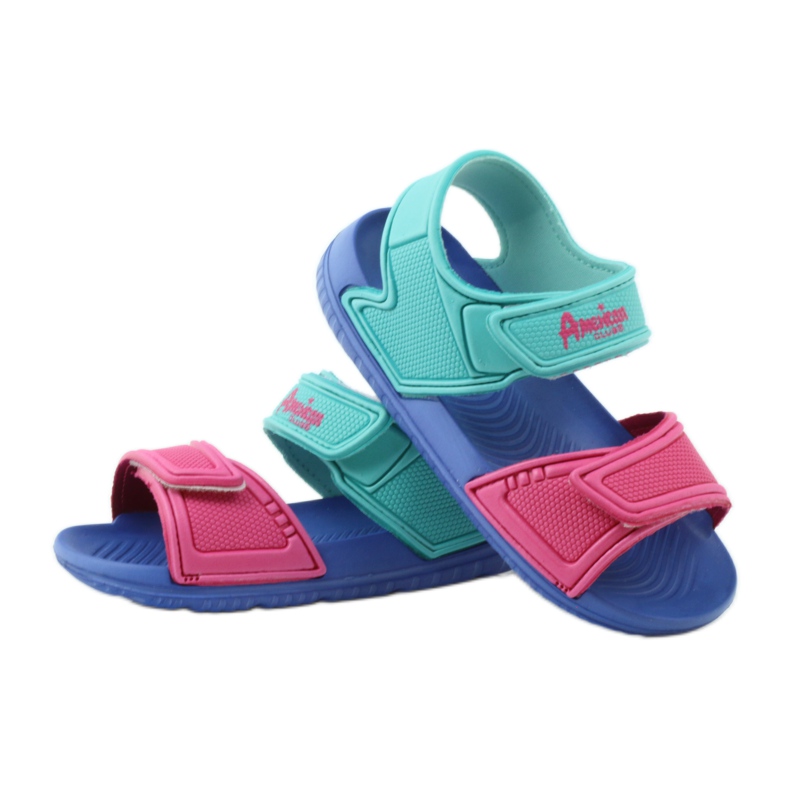 American Club blaue Kindersandalen für Wasser 6631 grün rosa 3