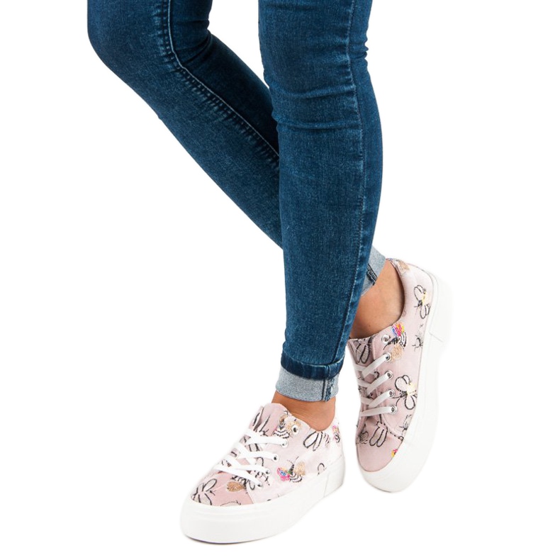 Kylie Velours-Turnschuhe auf der Plattform weiß rosa 1