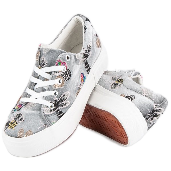 Kylie Velours-Turnschuhe auf der Plattform grau 1