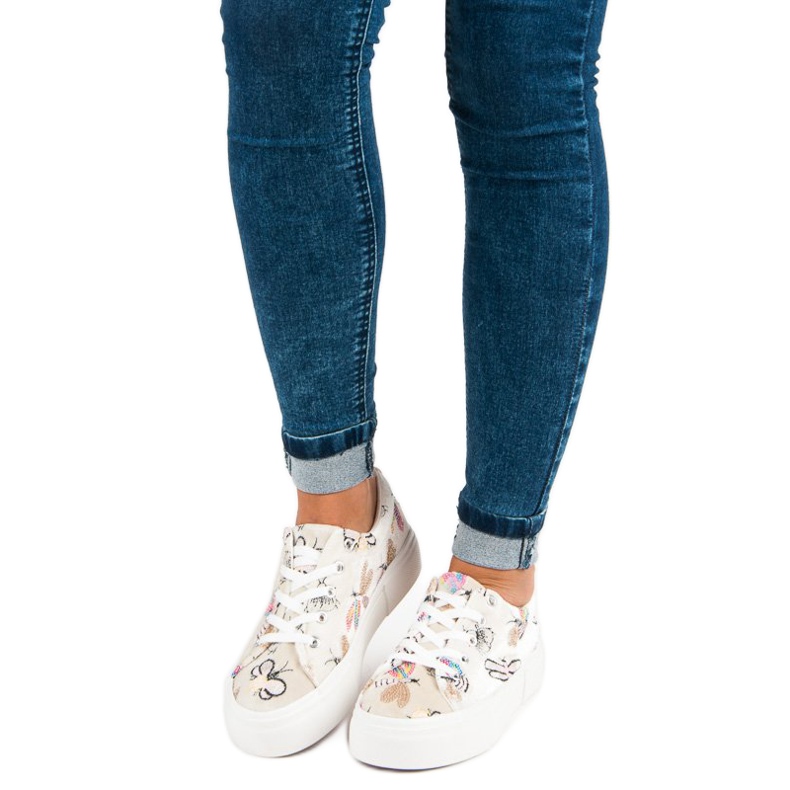 Kylie Velours-Turnschuhe auf der Plattform beige 1