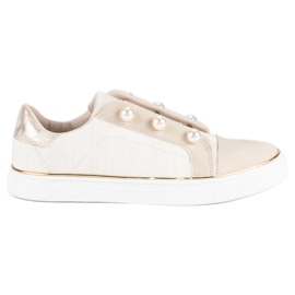 American Club Damenturnschuhe mit Perlen beige 2