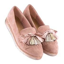 Bestelle Wildleder-Loafer mit Fransen rosa 1
