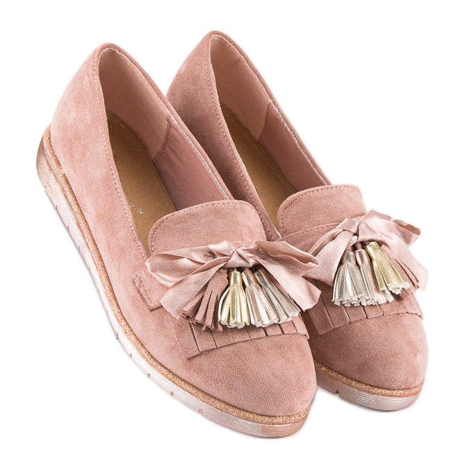 Bestelle Wildleder-Loafer mit Fransen rosa 1