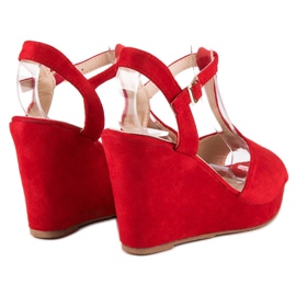 Bella Star Keilsandalen aus Wildleder rot 2