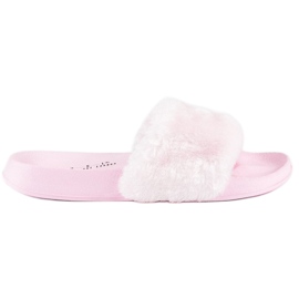 Pinke Flip-Flops mit Fell rosa 1
