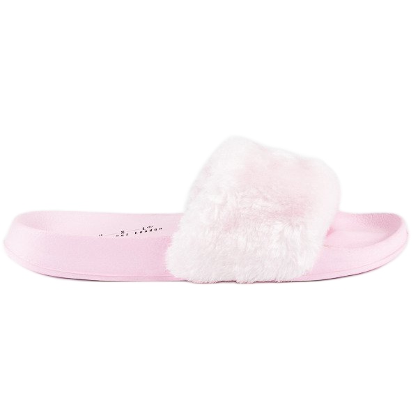 Pinke Flip-Flops mit Fell rosa 1