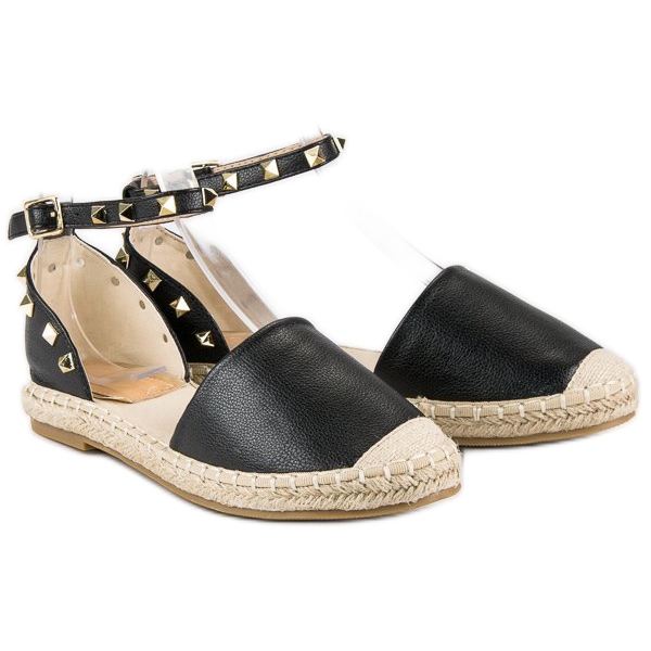 Rock-Espadrilles-Sandalen schwarz 1