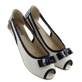 Weiße Ballerinas mit offener Spitze D314 WEISS / MARINEBLAU 1