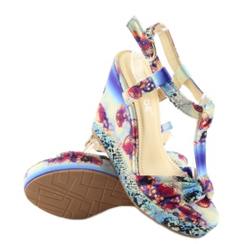 Keilsandalen aus Satin 903 blau 2