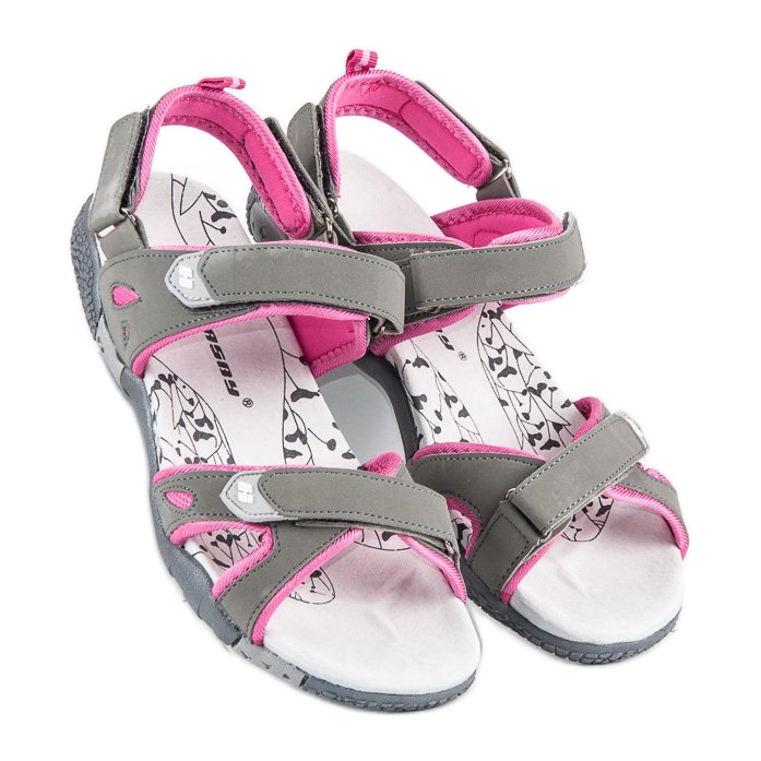Hasby Damensandalen mit Klettverschluss grau 2