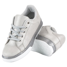 Silber gebundene Turnschuhe grau 2