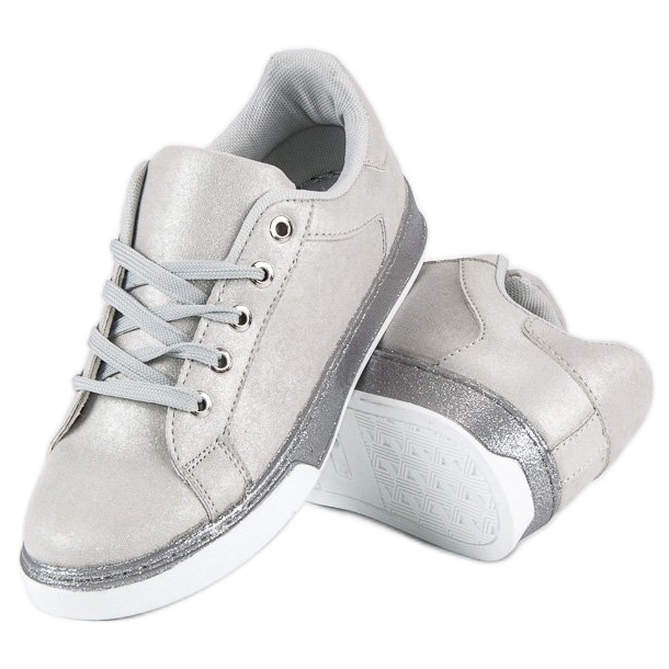 Silber gebundene Turnschuhe grau 2