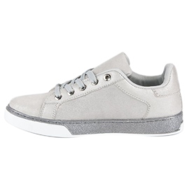 Silber gebundene Turnschuhe grau 1