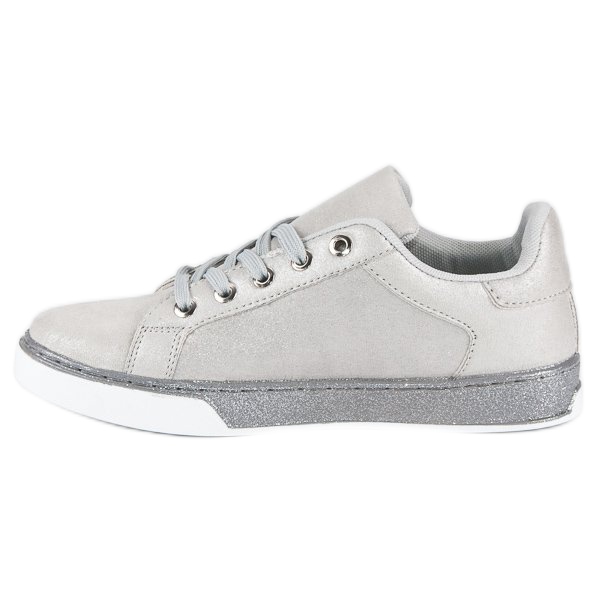 Silber gebundene Turnschuhe grau 1