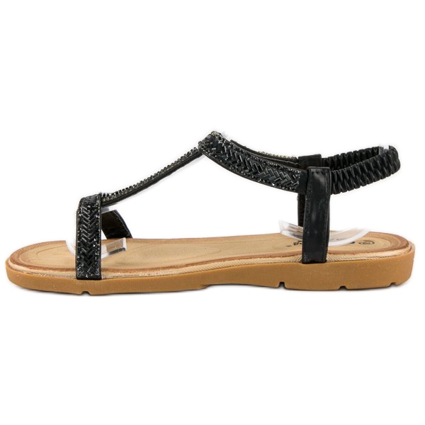 Fama Schwarze Sandalen mit Gummiband 1