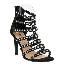 Schwarze Sandalen auf hohem Absatz 1