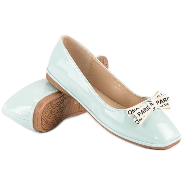 Ideal Shoes Mint lackierte Ballerinas grün 2
