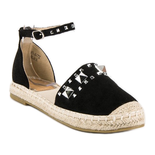 Flache Espadrilles-Sandalen schwarz 1