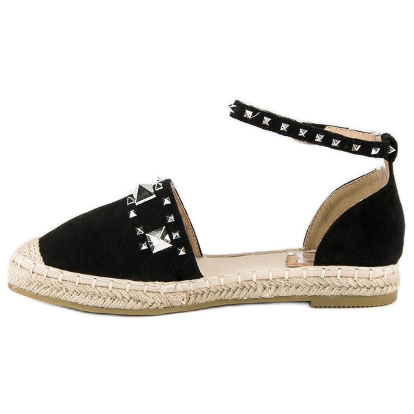 Flache Espadrilles-Sandalen schwarz 2