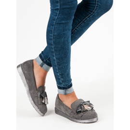 Bestelle Wildleder-Loafer mit Fransen grau 2