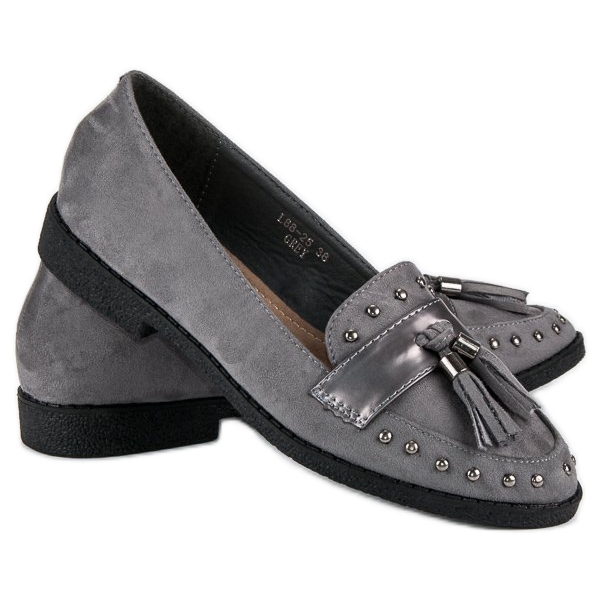 Graue Loafer mit Fransen 2