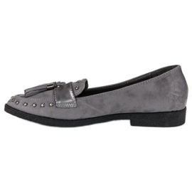 Graue Loafer mit Fransen 1