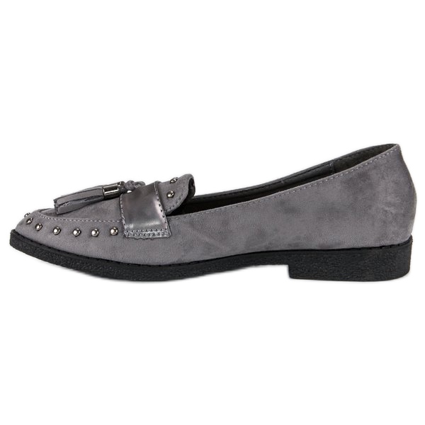Graue Loafer mit Fransen 1