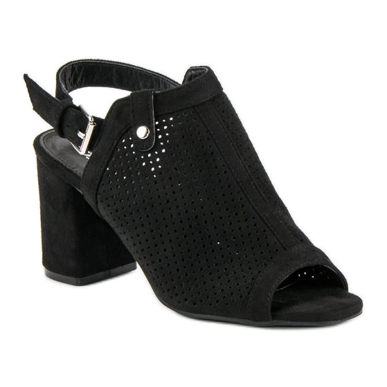 Durchbrochene Sandalen mit Oberteil schwarz 1