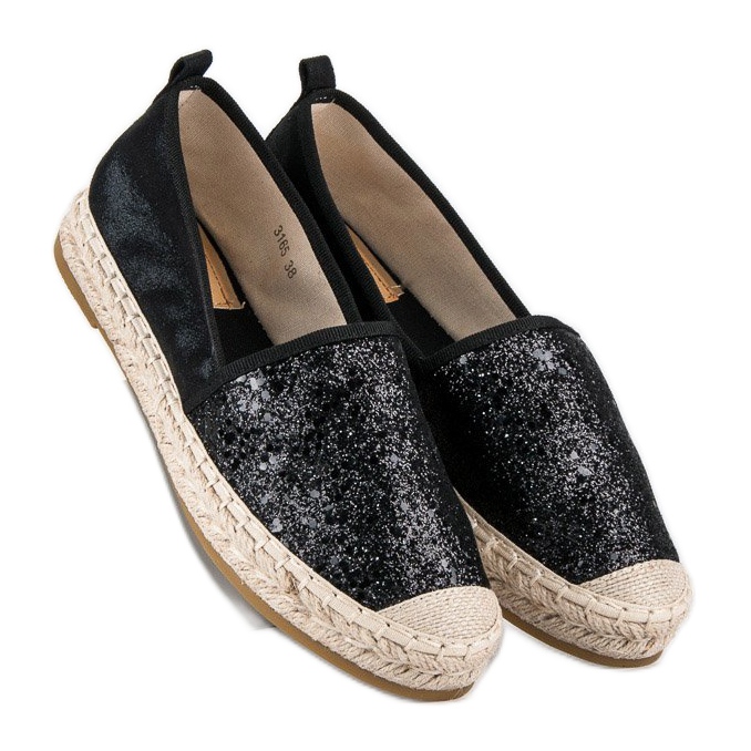 Coura Schwarze Espadrilles mit Glitzer 1