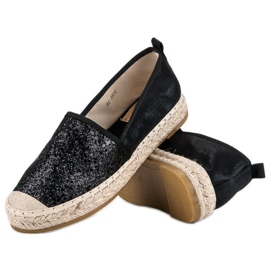 Coura Schwarze Espadrilles mit Glitzer 2