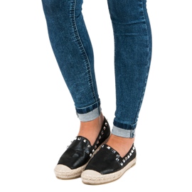 Forever Folie Schwarze Espadrilles mit Nieten 1