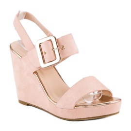 Bello Star Keilsandalen aus Wildleder rosa 2