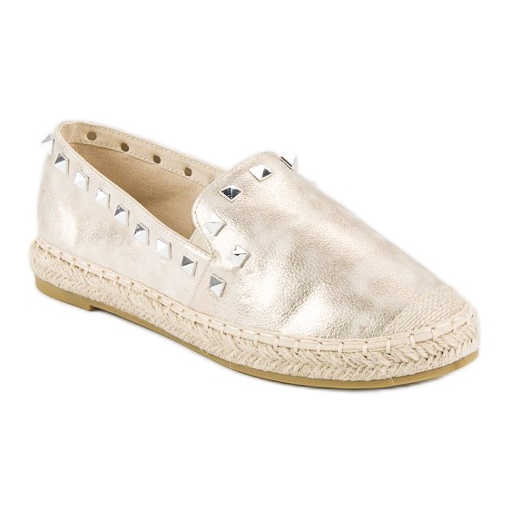 Forever Folie Goldene Espadrilles mit Nieten 1